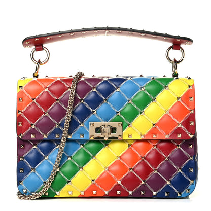 Valentino Garavani Lambskin Medium Rockstud Spike Shoulder Bag Rainbow 1 of 8