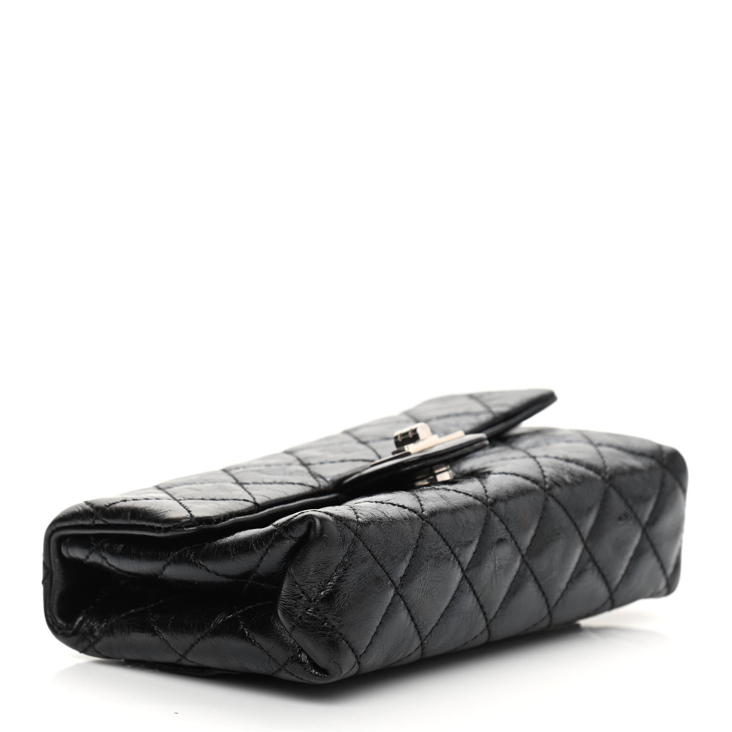 Chanel Glazed Calfskin Quilted 2.55 Reissue Flap Belt Bag Clutch 85 34 Black 4 of 11