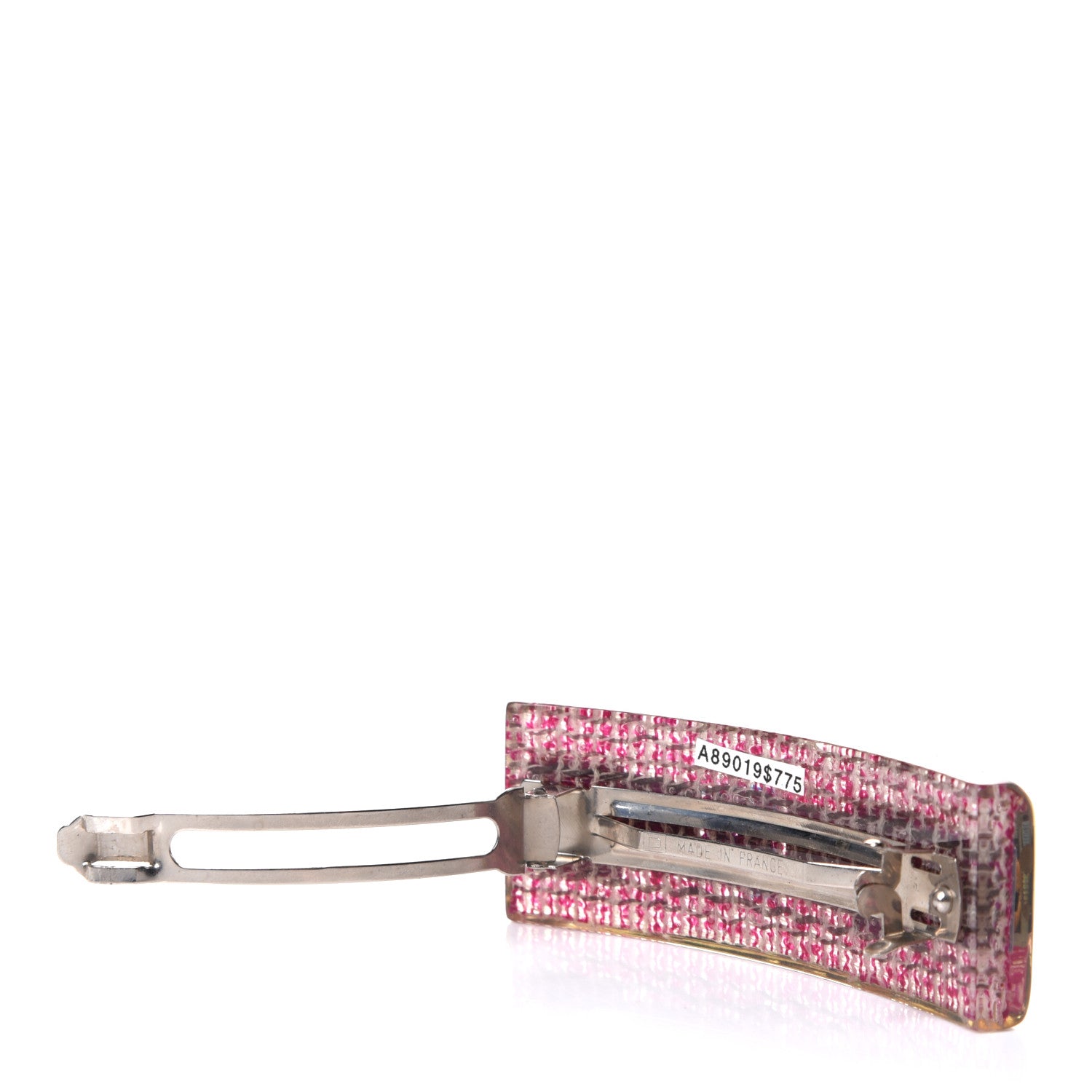 Chanel Resin Logo Barette Fuchsia 3 of 5