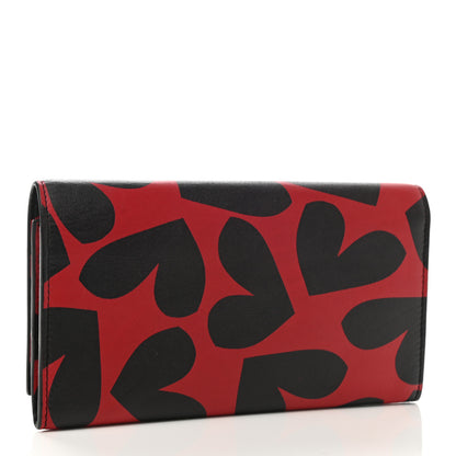 Saint Laurent Nappa Big Hearts Large Marquage Flap Wallet Black Red 3 of 7