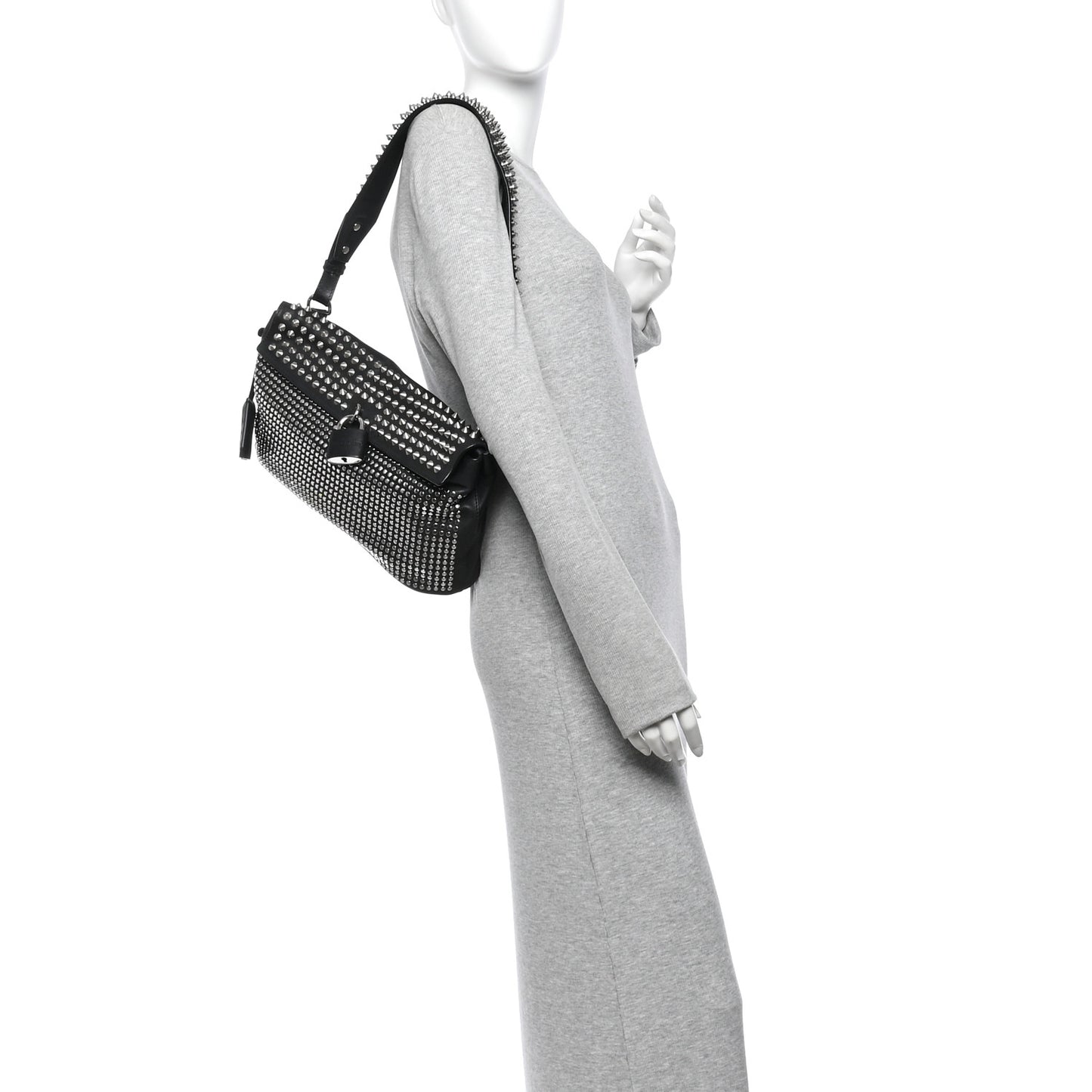Calfskin Studded Medium Dalston Shoulder Bag Black