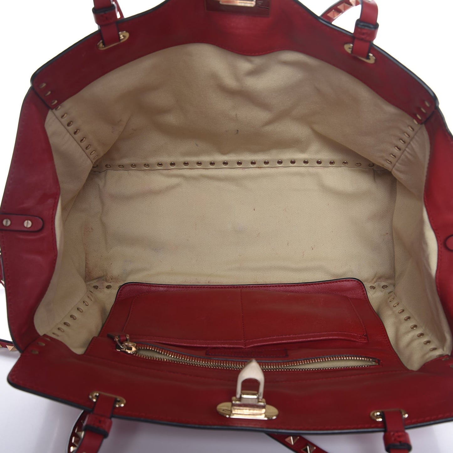 Vitello Medium Rockstud Tote Rosso Valentino