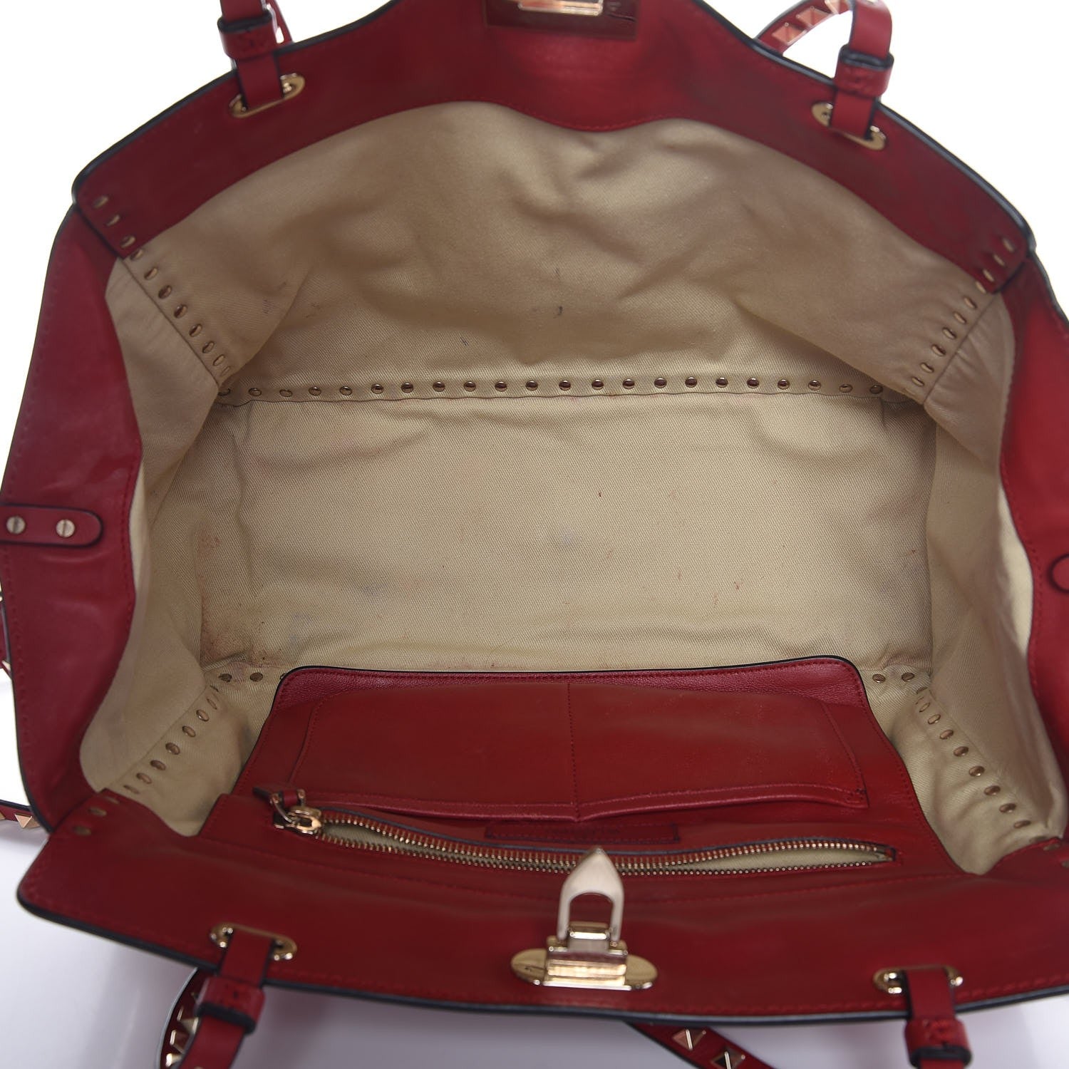 Valentino Garavani Vitello Medium Rockstud Tote Rosso Valentino 6 of 12