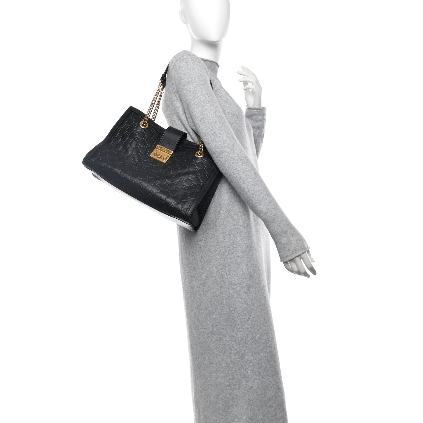 Guccissima Medium Padlock Tote Black