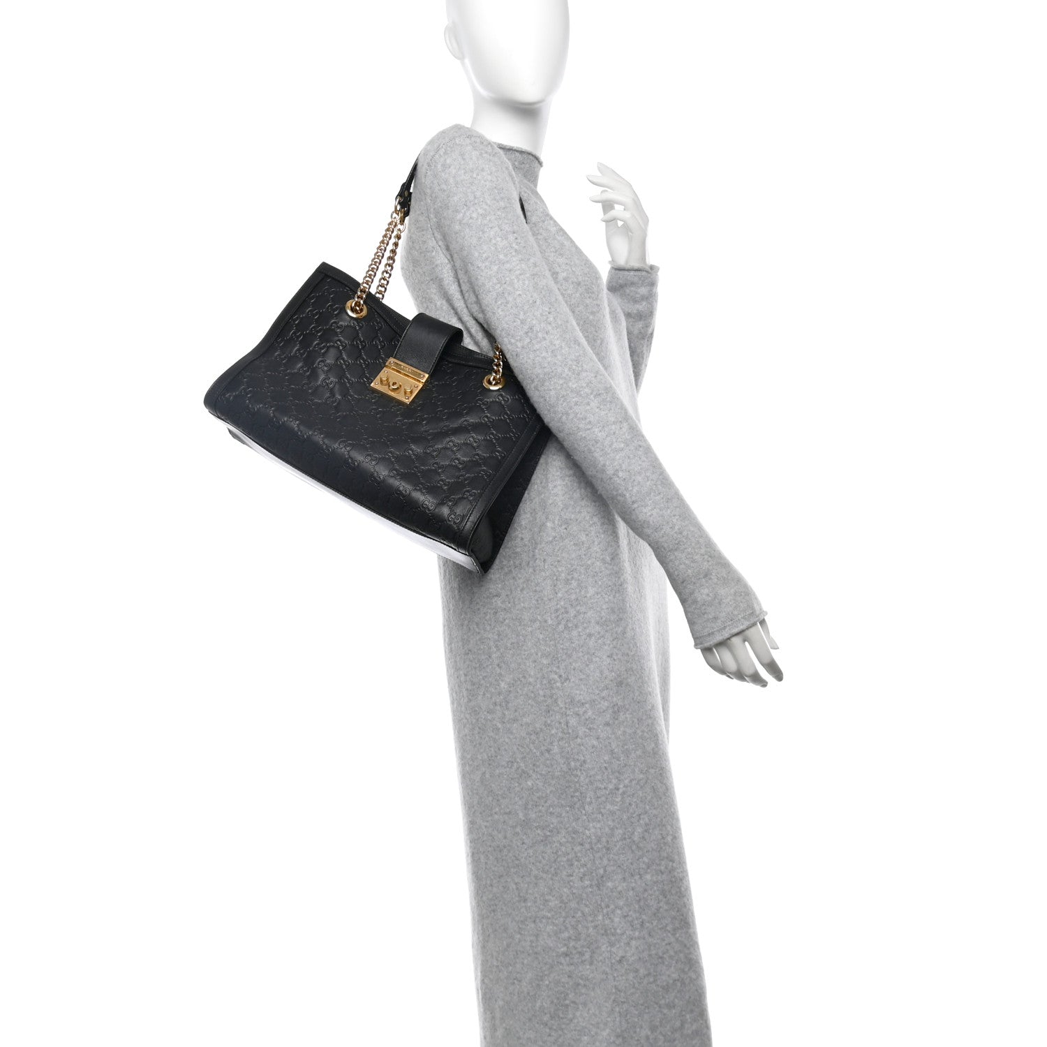 Gucci Guccissima Medium Padlock Tote Black 2 of 11