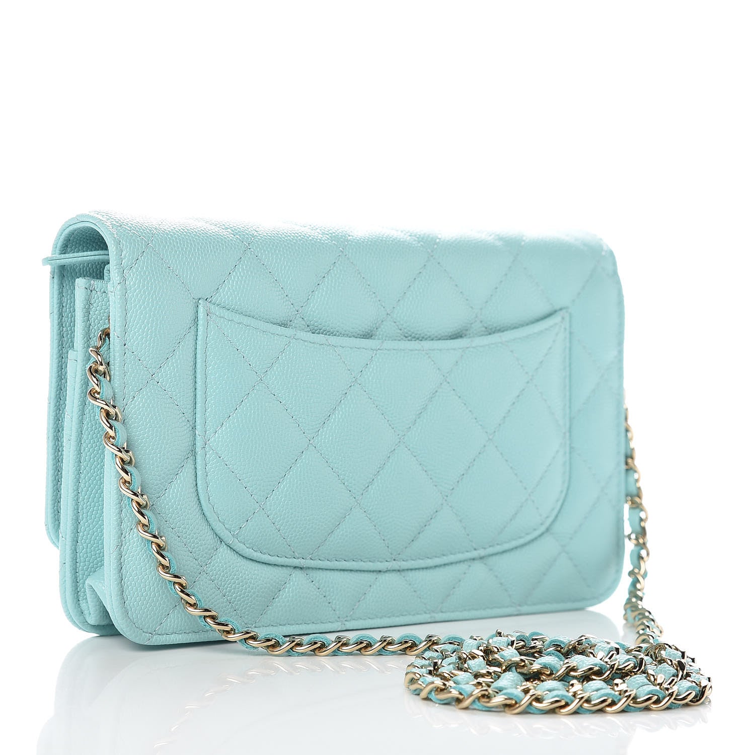 Chanel Caviar Quilted Wallet On Chain WOC Light Blue 3 of 9