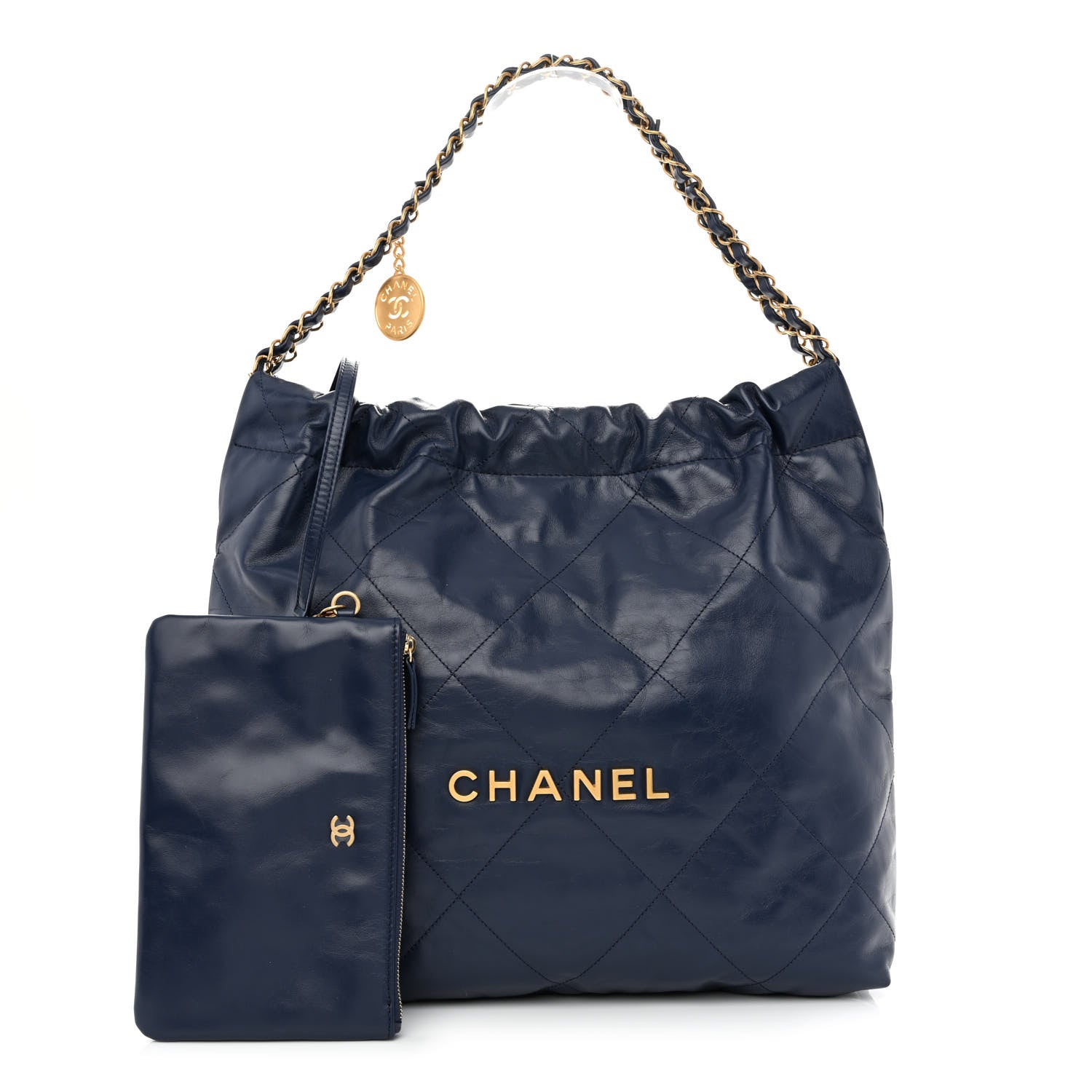 Chanel Shiny Calfskin Quilted Chanel 22 Navy Blue 1 of 12
