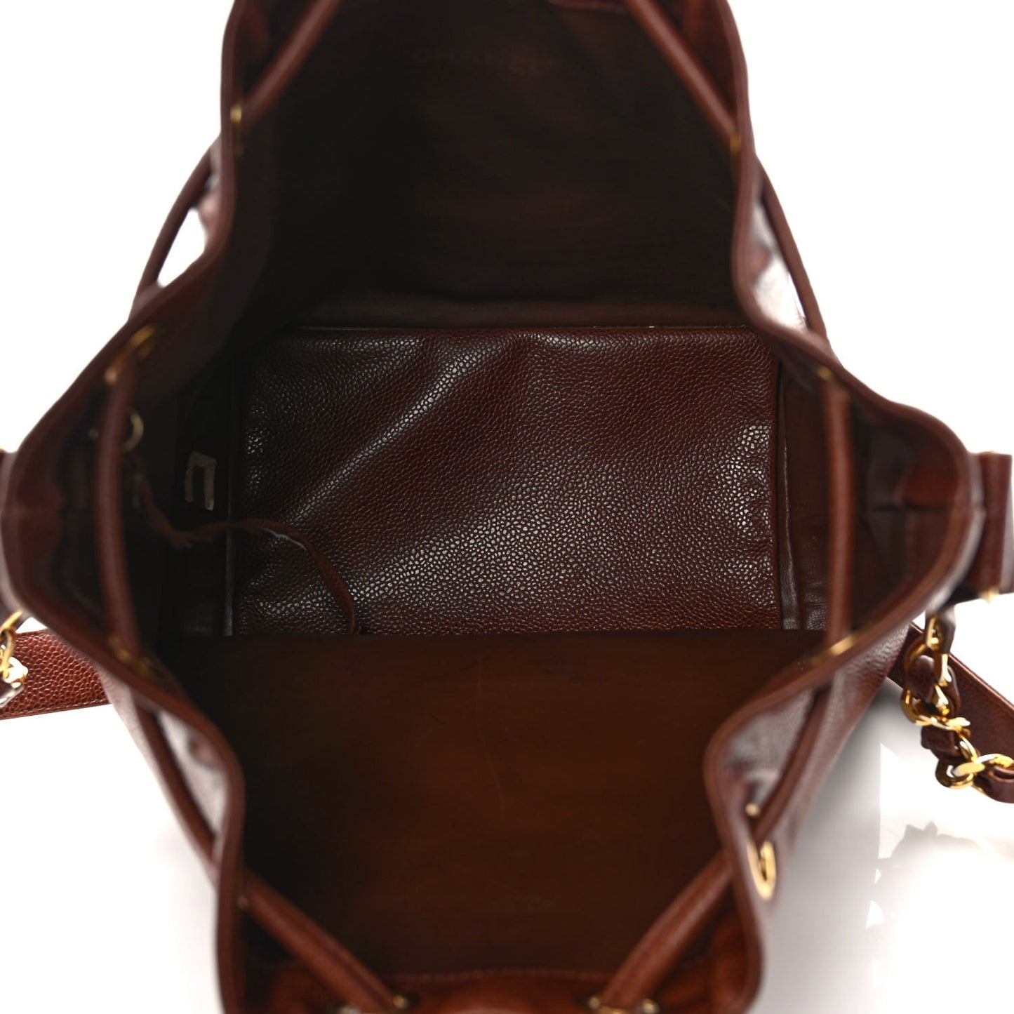 Caviar Drawstring Bucket Bag Brown