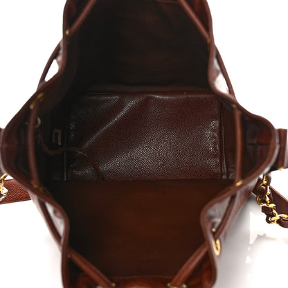 Chanel Caviar Drawstring Bucket Bag Brown 5 of 13