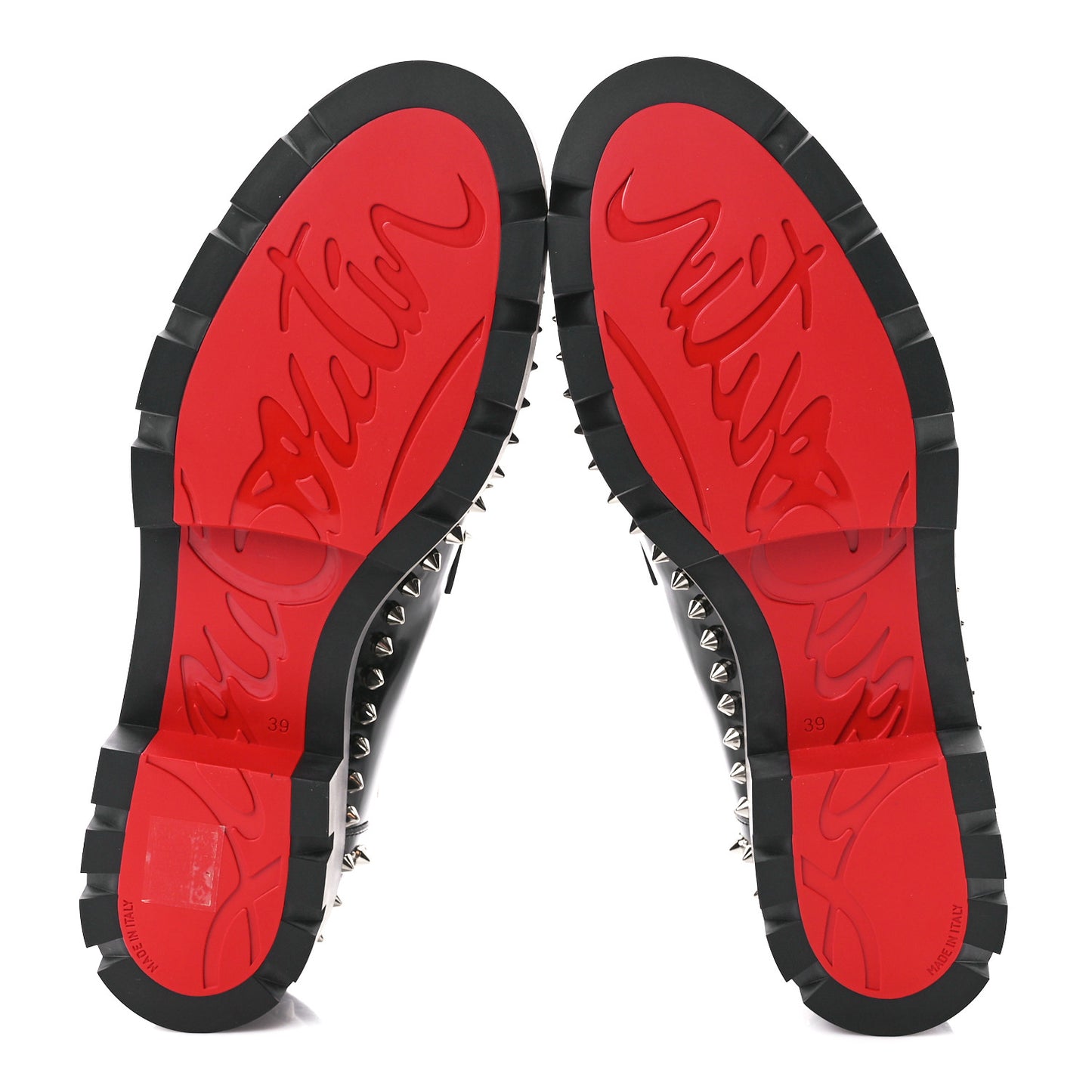 Calfskin Abrasivato Spike Womens Loafers 39 Black