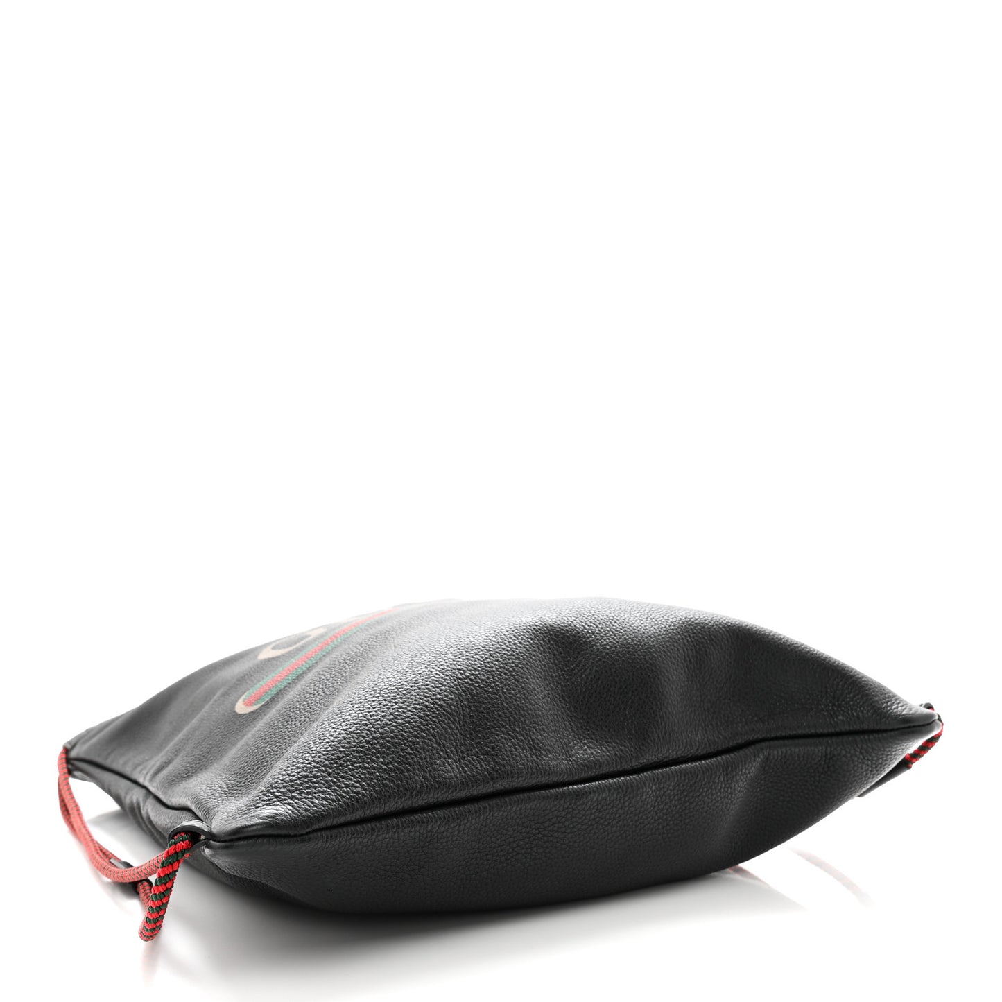 Calfskin Logo Drawstring Backpack Black