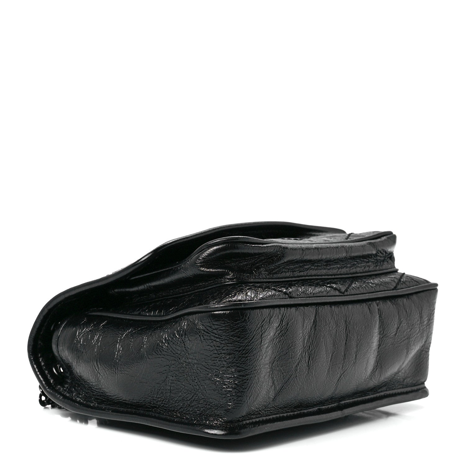 Saint Laurent Crinkled Calfskin Matelasse Monogram Baby Niki Chain Satchel Black 4 of 10