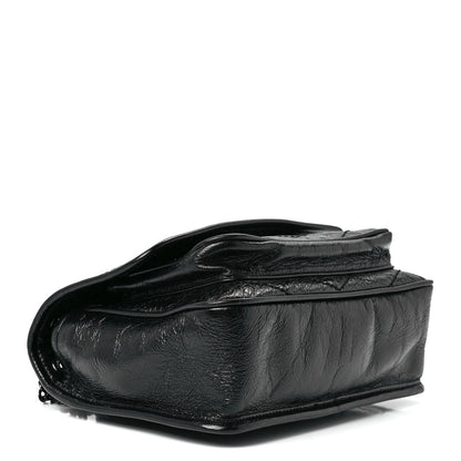 Saint Laurent Crinkled Calfskin Matelasse Monogram Baby Niki Chain Satchel Black 4 of 10