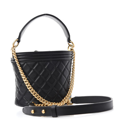 Chanel Calfskin Quilted Boy Bucket Bag Black 3 of 11