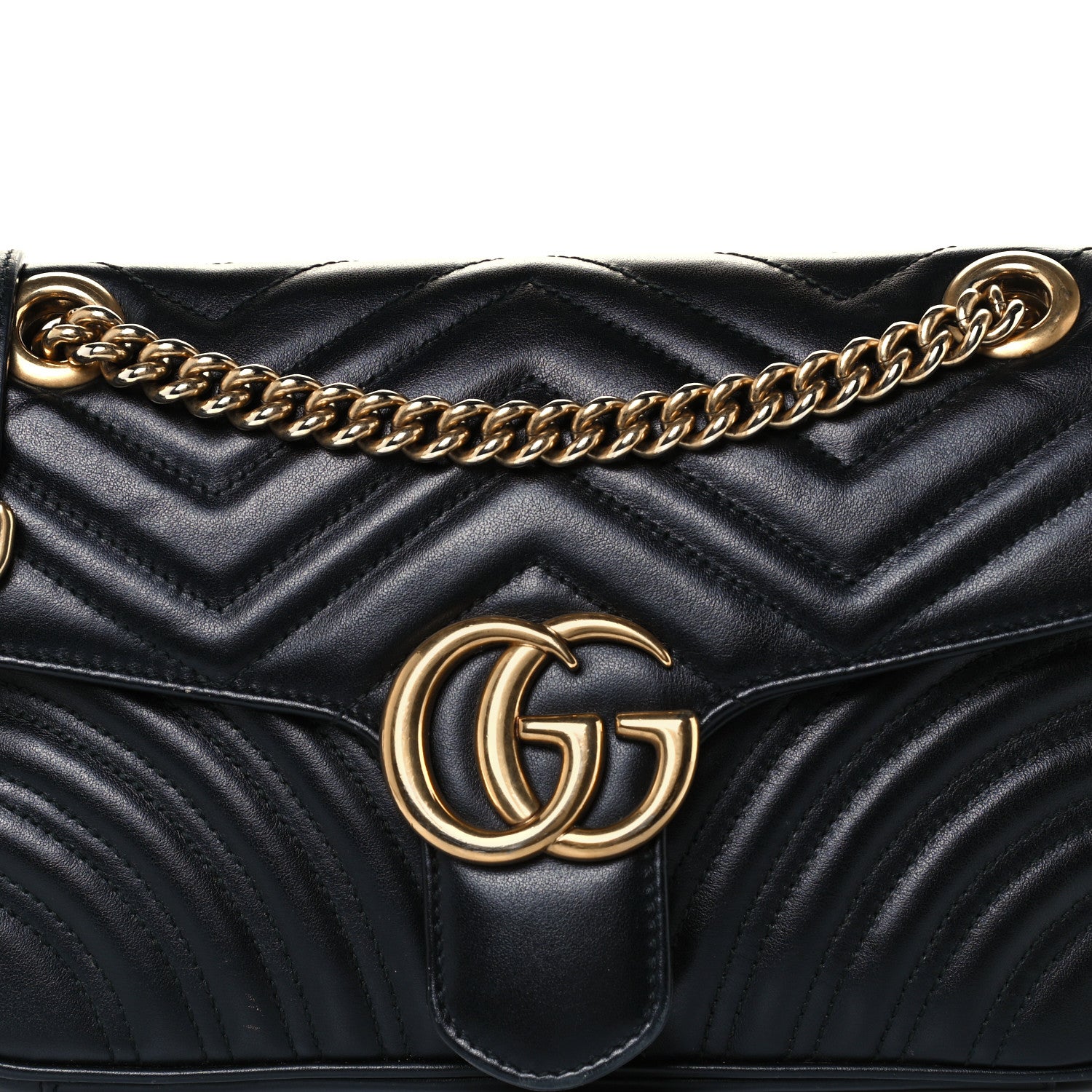 Gucci Calfskin Matelasse Small GG Marmont Shoulder Bag Black 9 of 11