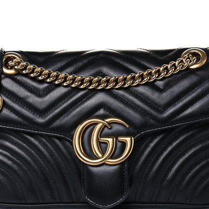 Gucci Calfskin Matelasse Small GG Marmont Shoulder Bag Black 9 of 11