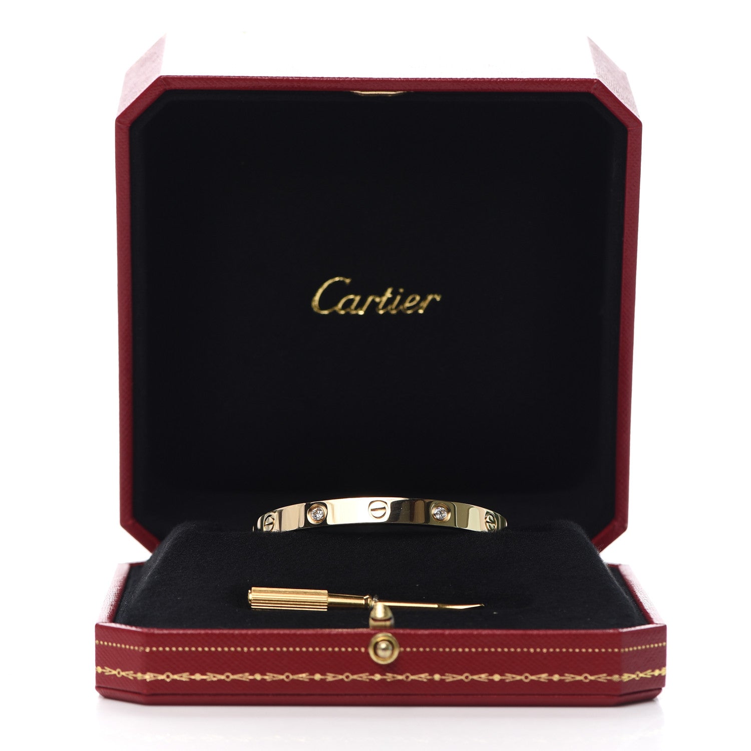 Cartier 18K Yellow Gold 4 Diamond LOVE Bracelet 16 8 of 9