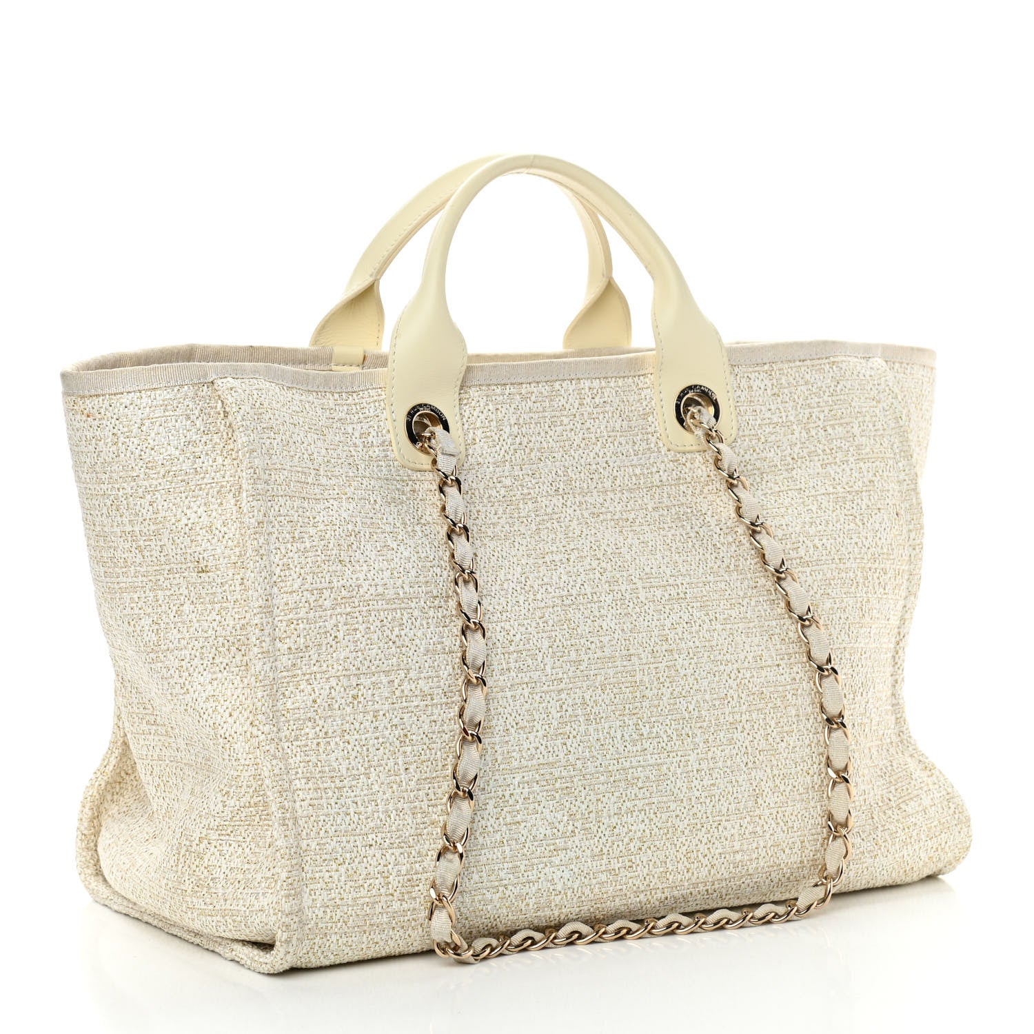 Chanel Lurex Boucle Large Deauville Tote White 2 of 13
