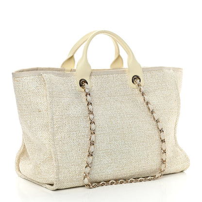 Chanel Lurex Boucle Large Deauville Tote White 2 of 13