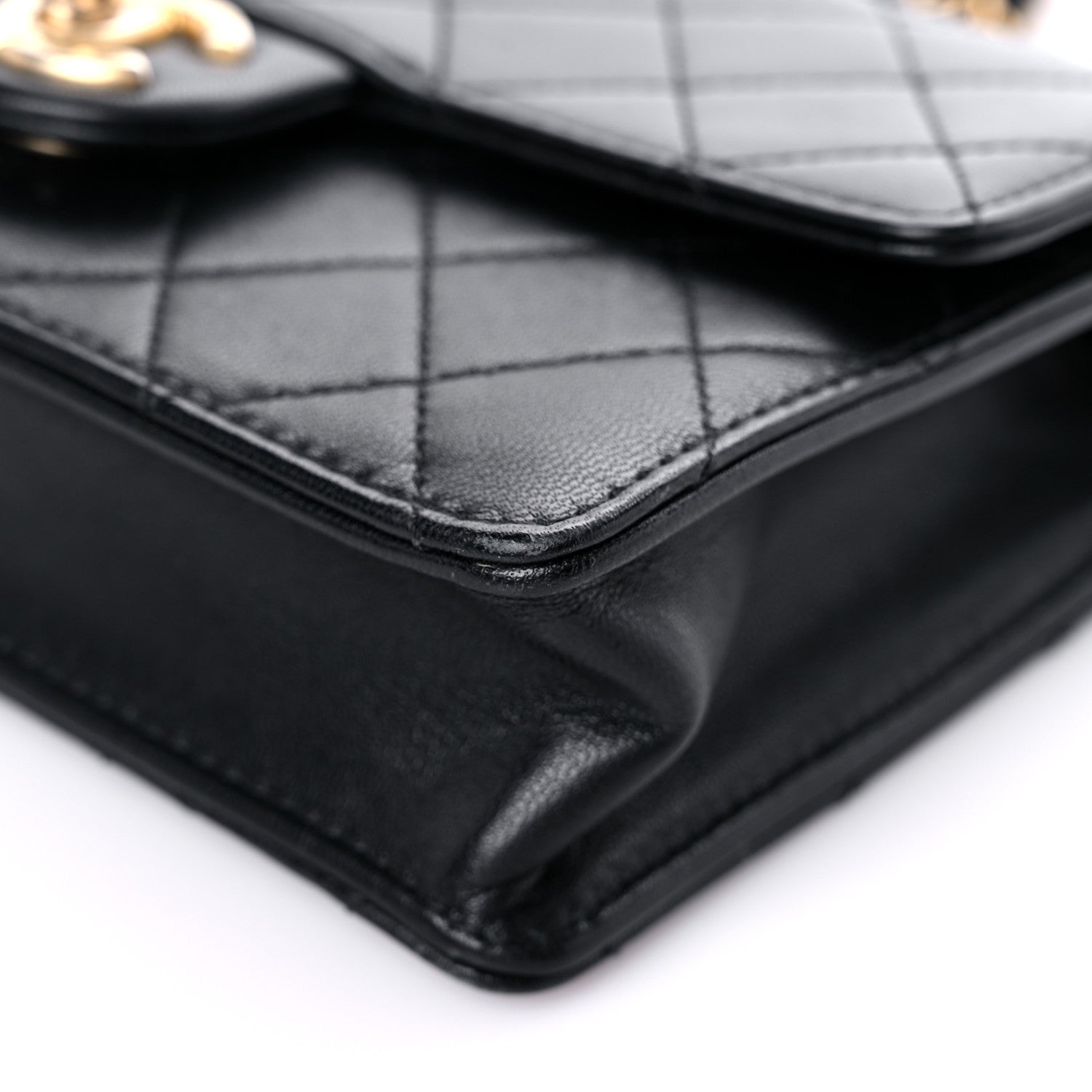Chanel Goatskin Quilted Logo Small Chic Flap Black 8 of 18