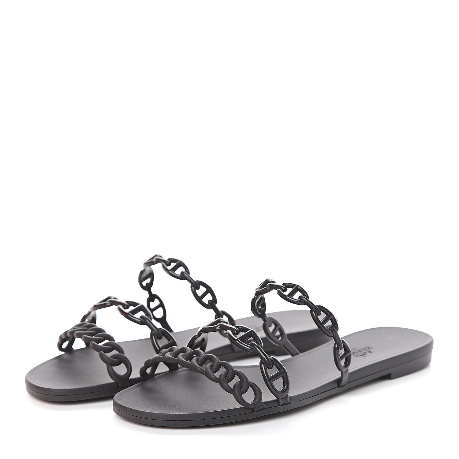 Hermes Rubber Chaine d'Ancre Rivage Sandals 38 Black 3 of 7