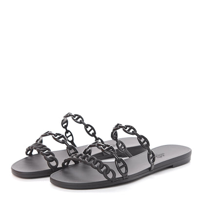 Hermes Rubber Chaine d'Ancre Rivage Sandals 38 Black 3 of 7