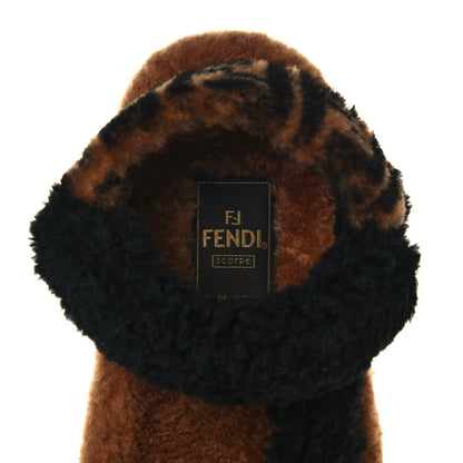 Fendi Shearling FF Fendi Feel Sandals 40.5 Tobacco Black 8 of 9