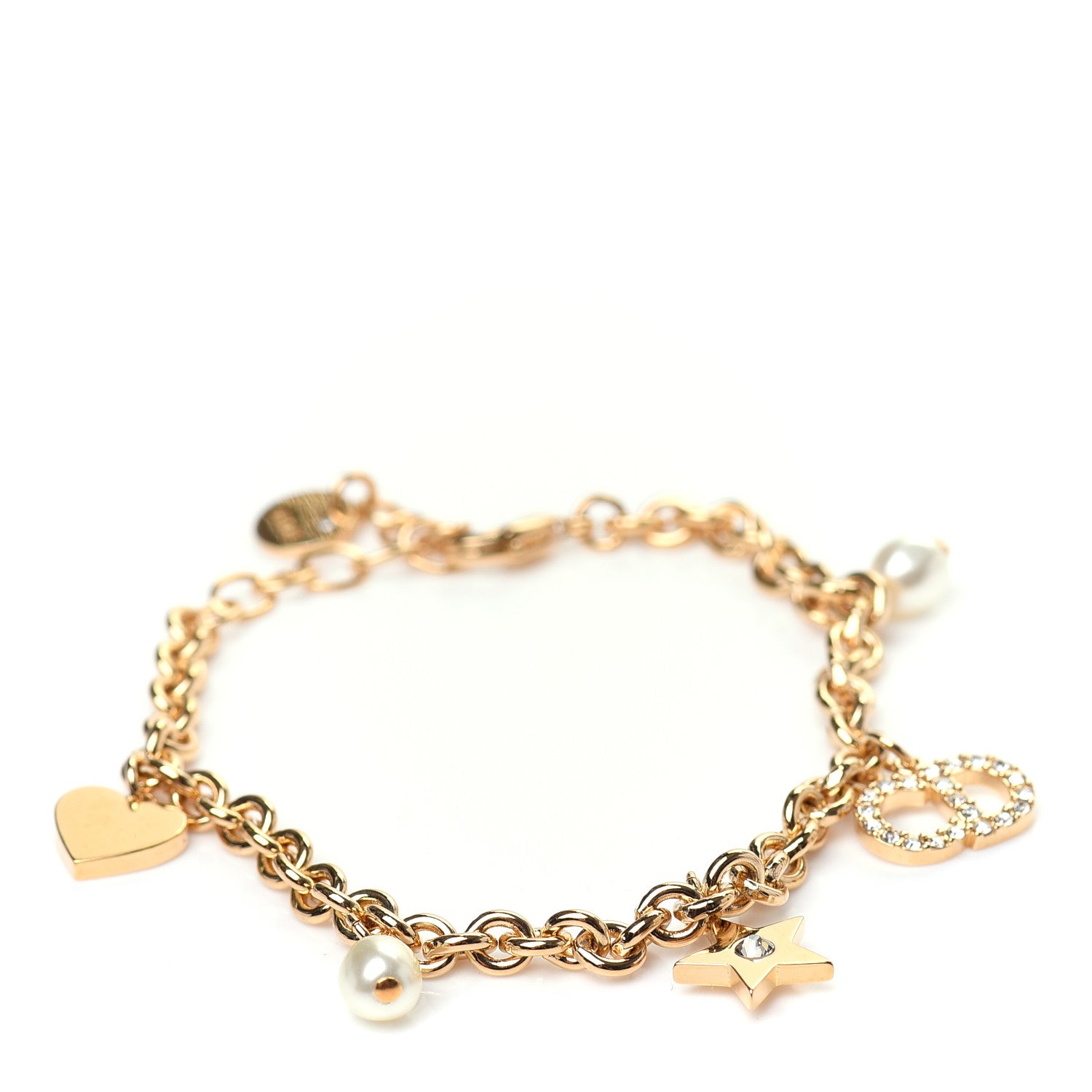 Christian Dior CD Crystal Heart Bracelet Gold 1 of 5