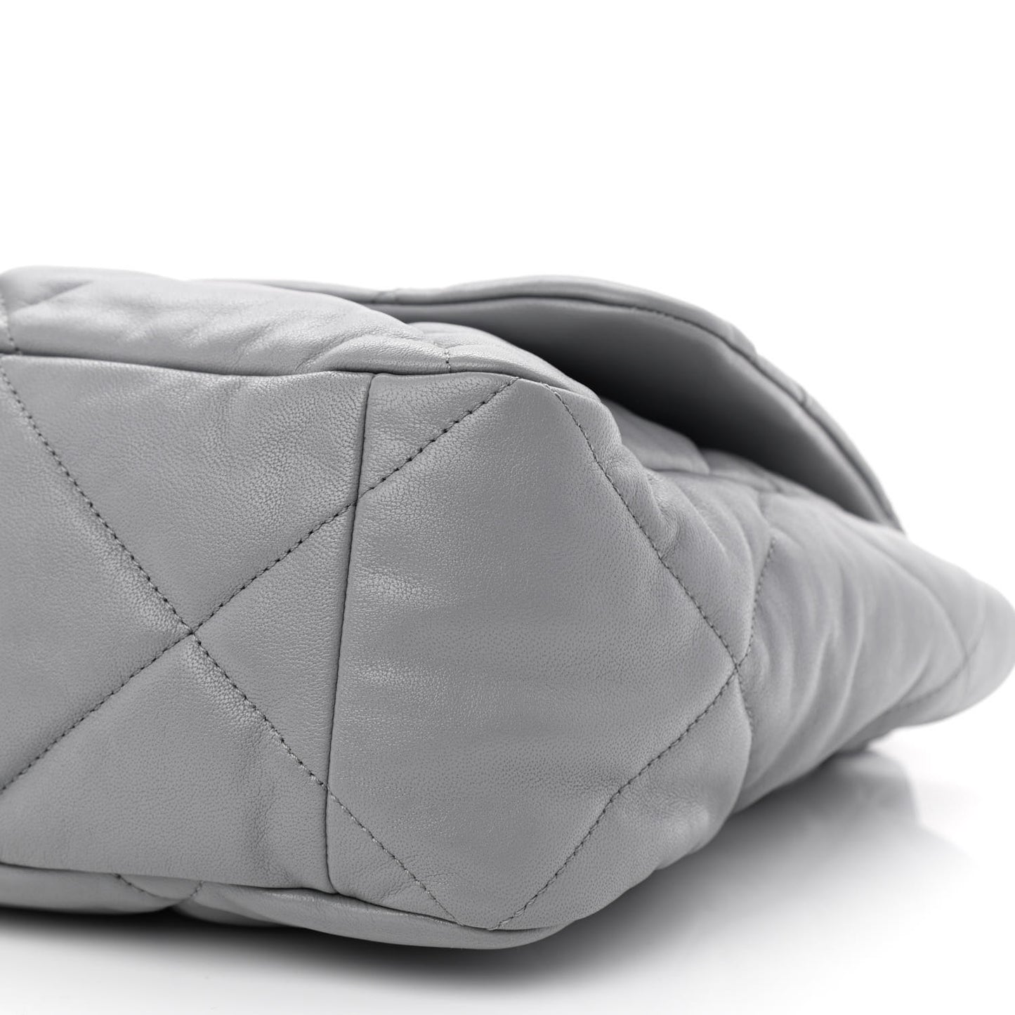 Goatskin Quilted Maxi Chanel 19 Flap Grey