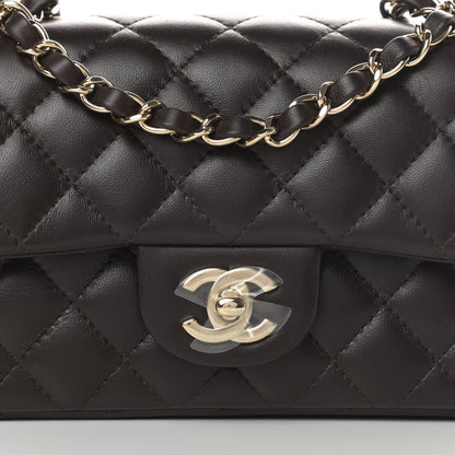 Chanel Lambskin Quilted Mini Rectangular Flap Dark Brown 8 of 11