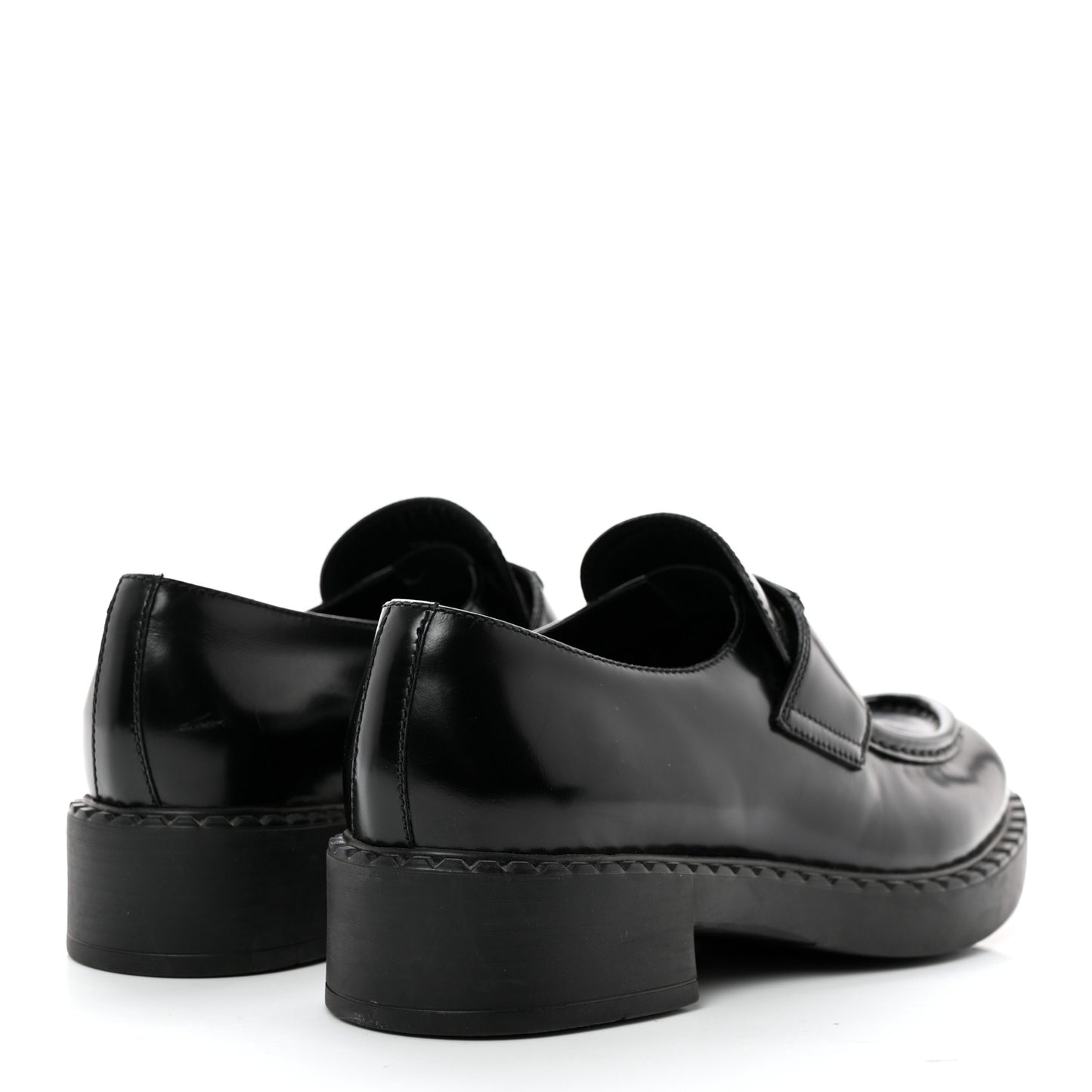 Spazzolato Metal Triangle Logo 50mm Loafers 41 Black