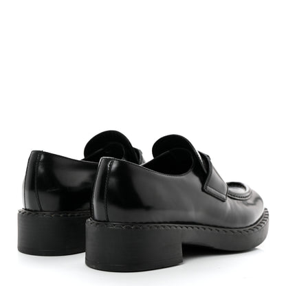 Prada Spazzolato Metal Triangle Logo 50mm Loafers 41 Black 4 of 8