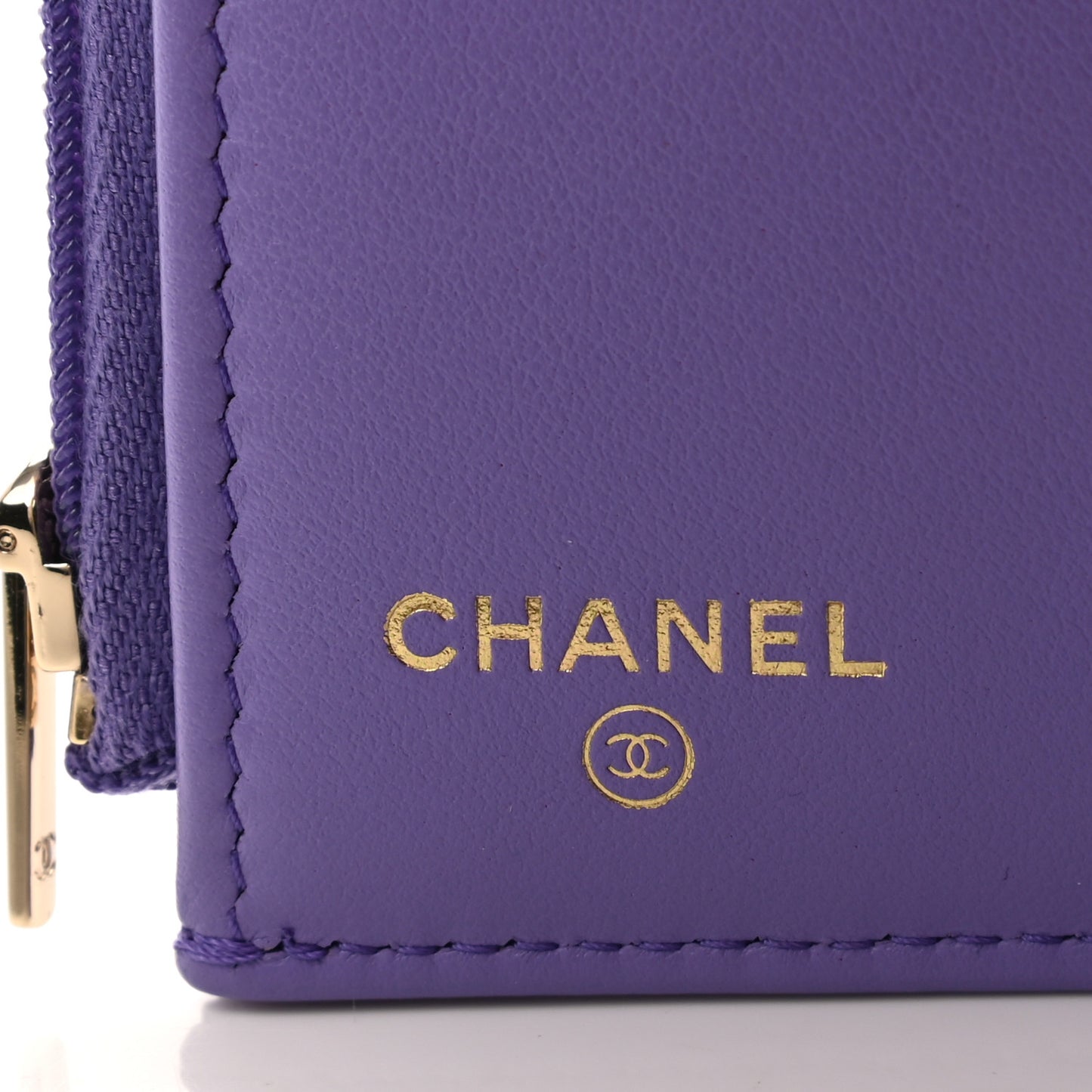 Caviar Quilted Compact Flap Wallet Purple