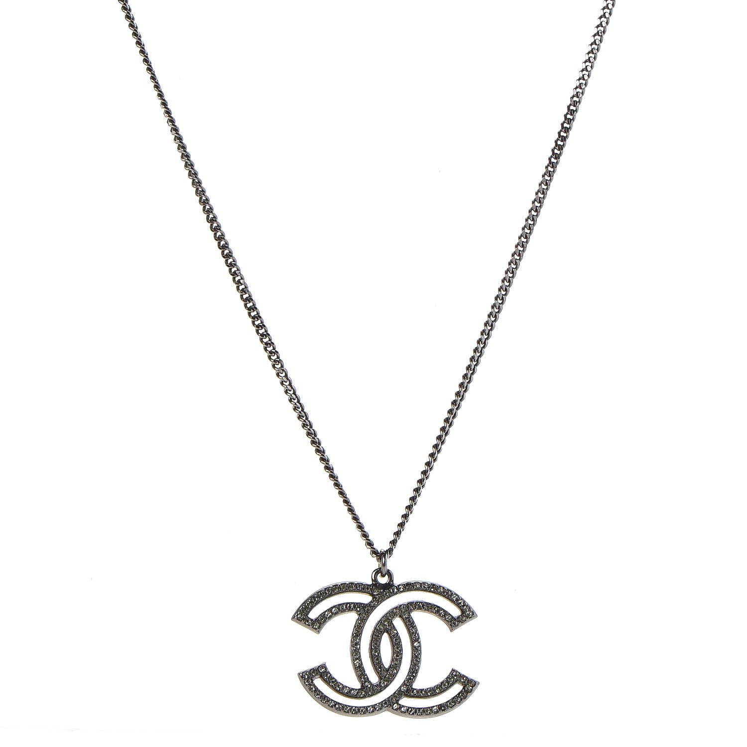 Chanel Crystal CC 100 Anniversary Necklace Dark Grey 1 of 6
