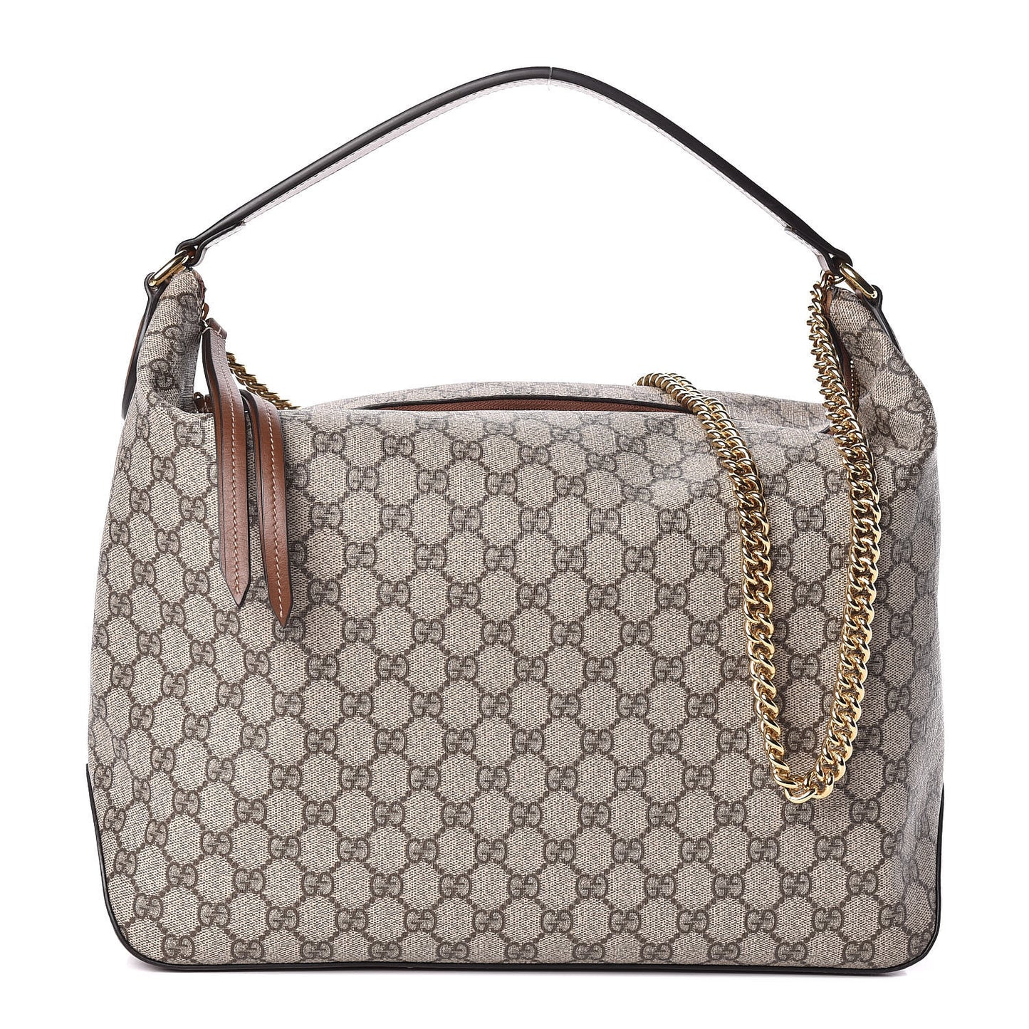 GG Supreme Monogram Large Linea A Hobo Light Brown