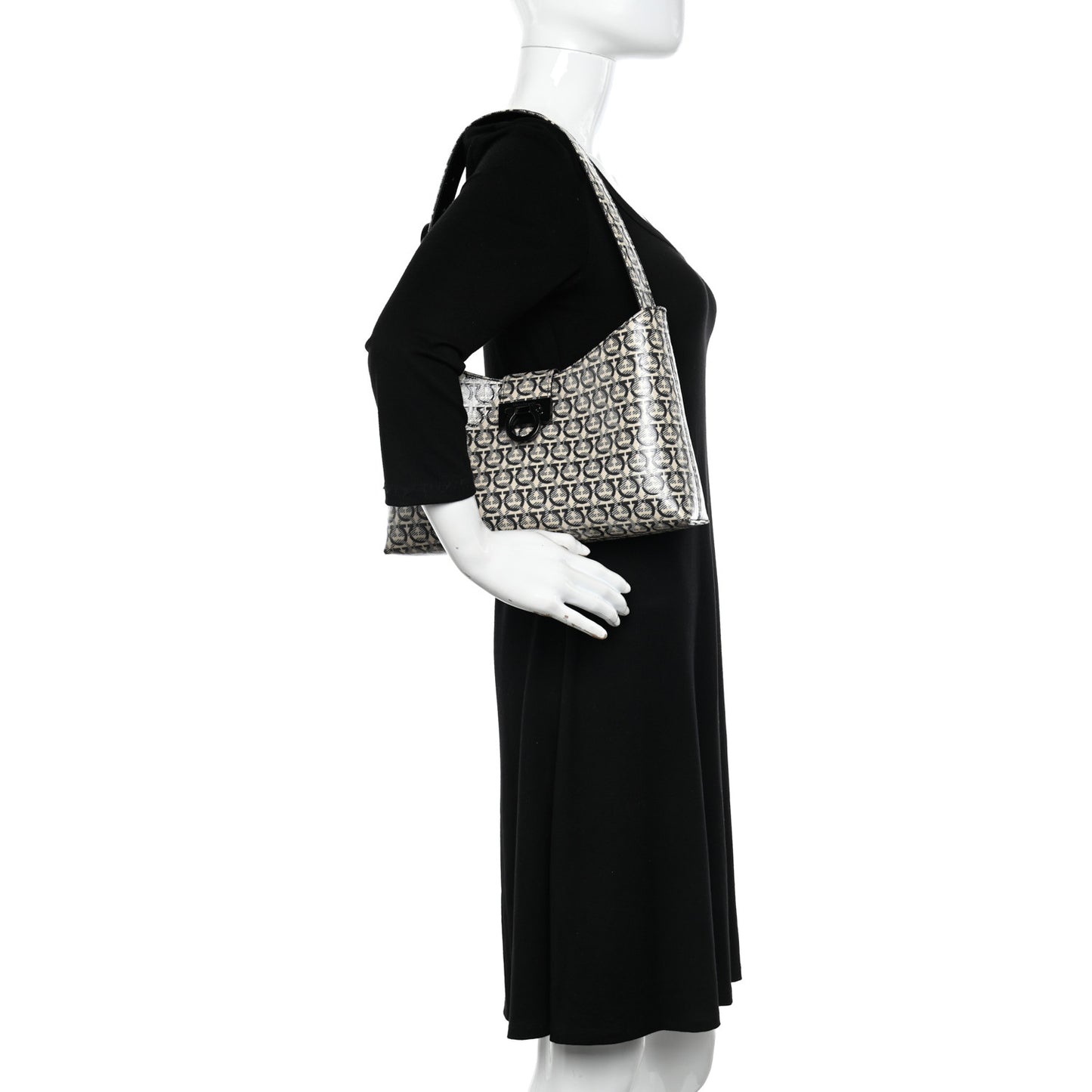 Jacquard Trifolio Shoulder Bag Beige Black