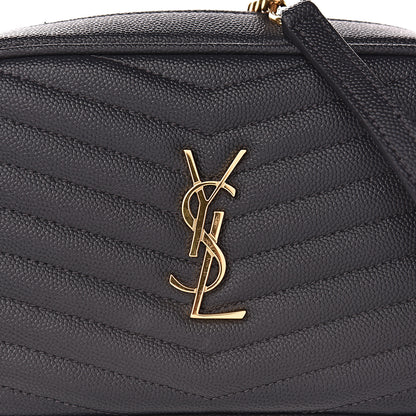Saint Laurent Grain De Poudre Matelasse Monogram Mini Lou Camera Bag Dark Smog 10 of 11