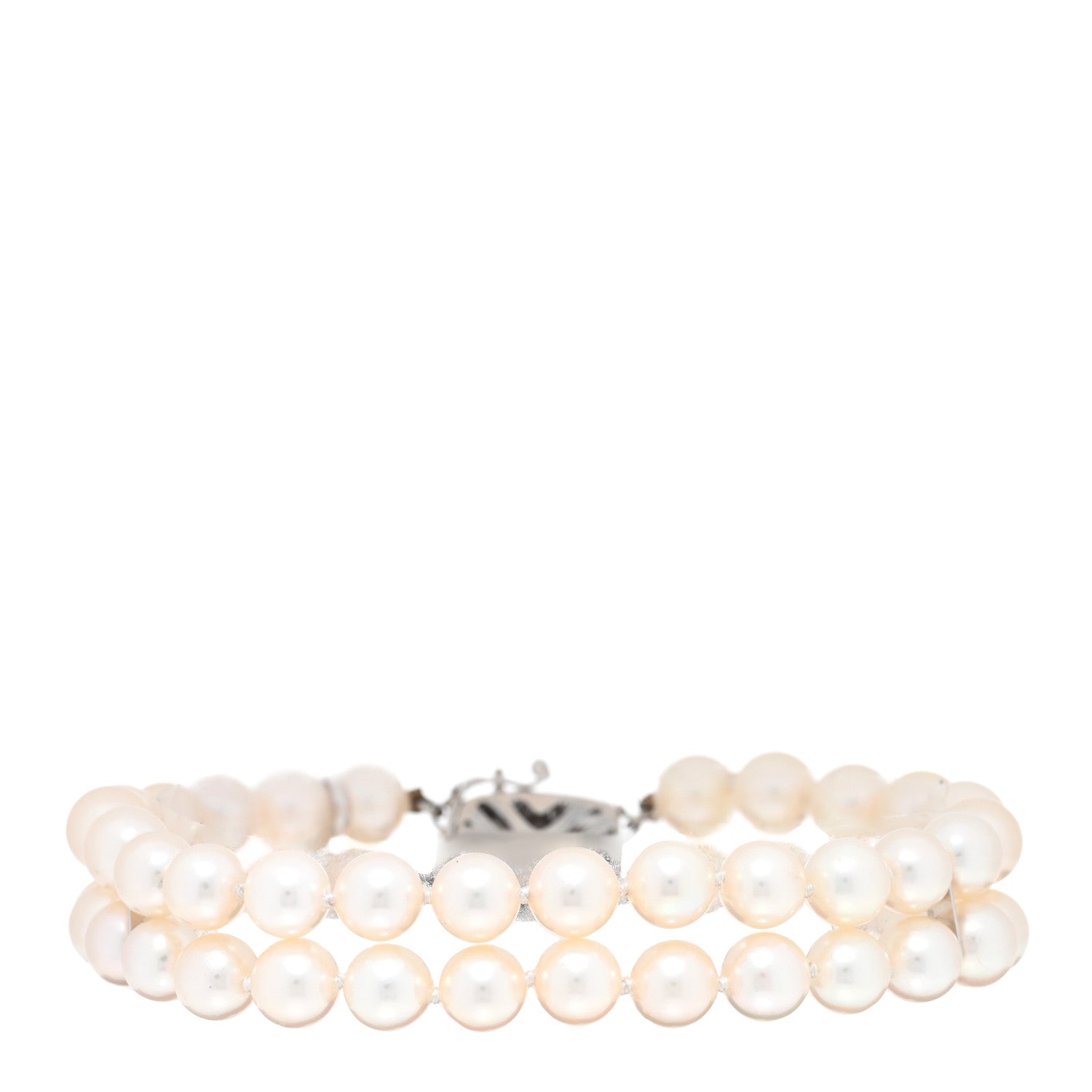 Mikimoto 18K White Gold Akoya Pearl 6mm Double Strand Bracelet 1 of 3