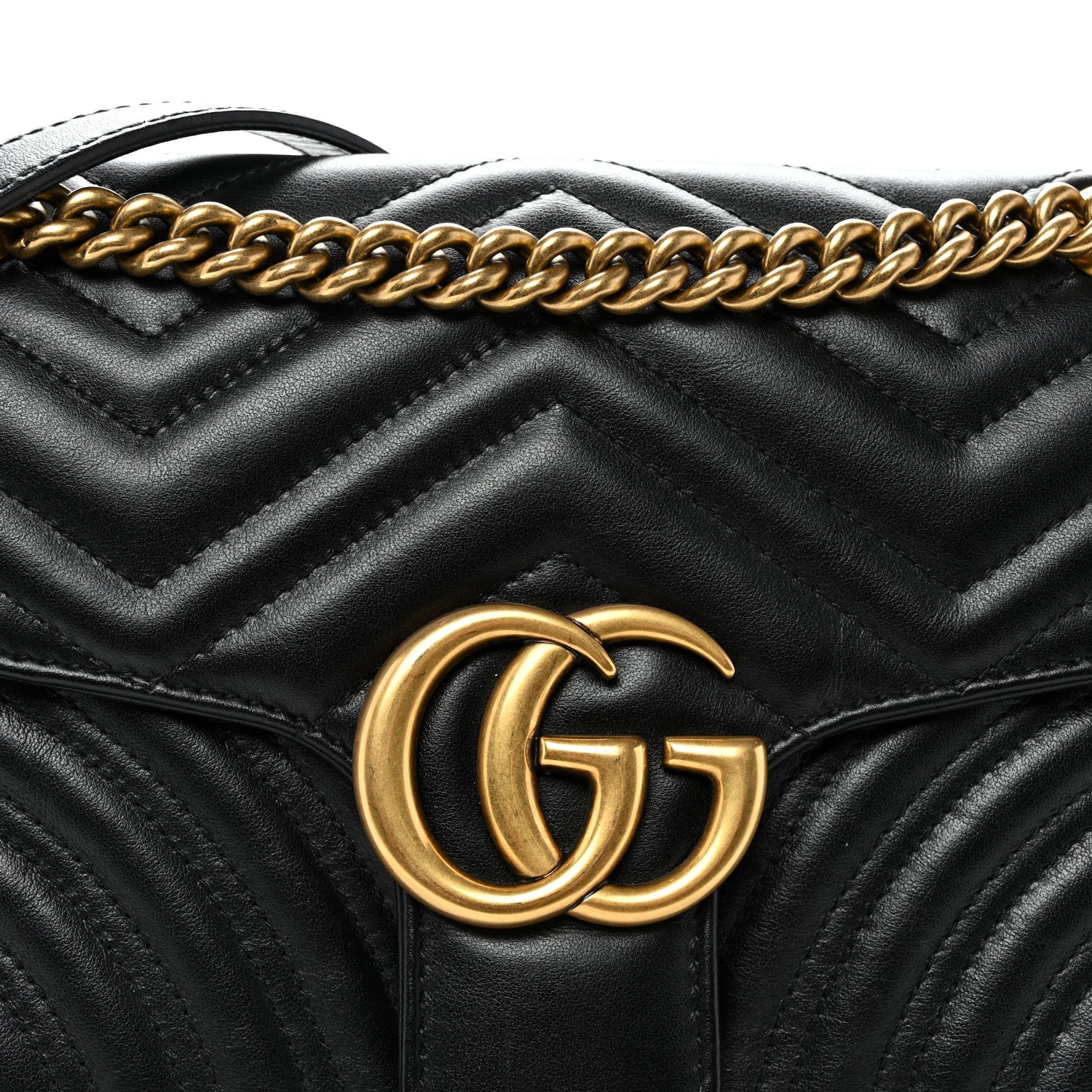 Gucci Calfskin Matelasse Small GG Marmont Shoulder Bag Black 14 of 18