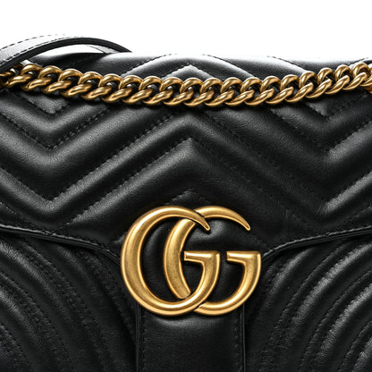 Gucci Calfskin Matelasse Small GG Marmont Shoulder Bag Black 14 of 18
