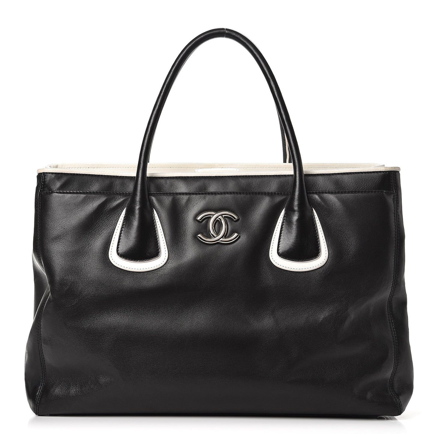 Lambskin Executive Cerf Shopper Tote Black