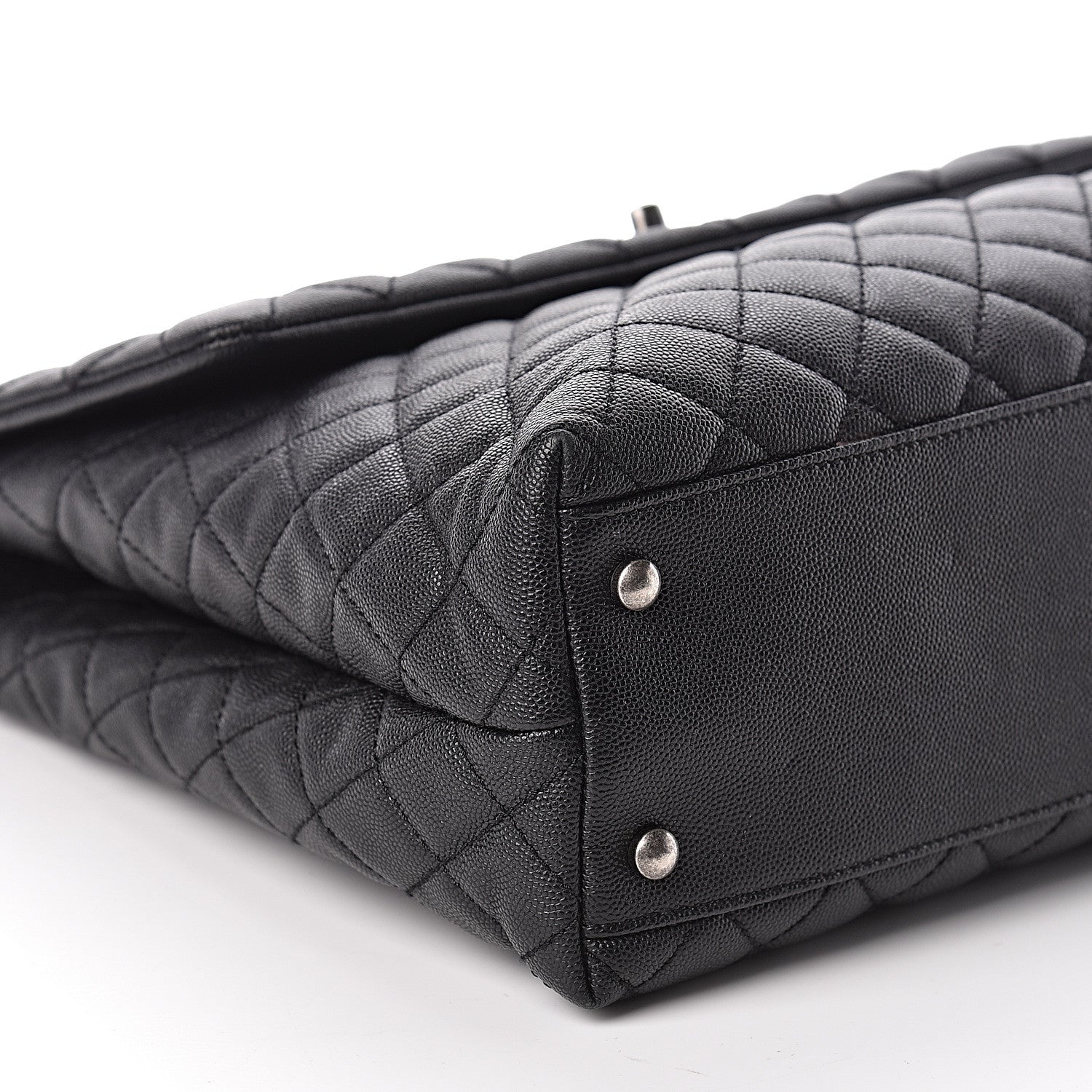 Chanel Caviar Lizard Quilted Large Coco Handle Flap Black 10 of 17