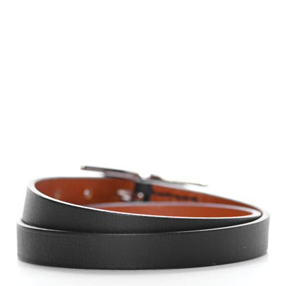 Hermes Chamonix Tadelakt Behapi Double Tour Reversible Bracelet T3 Black Fauve 3 of 5