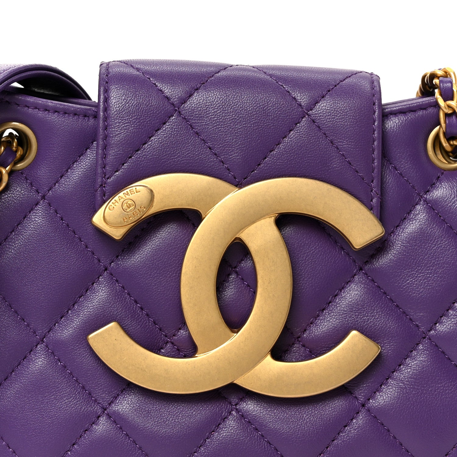 Chanel Lambskin Quilted Small Messenger Bag Purple 8 of 10