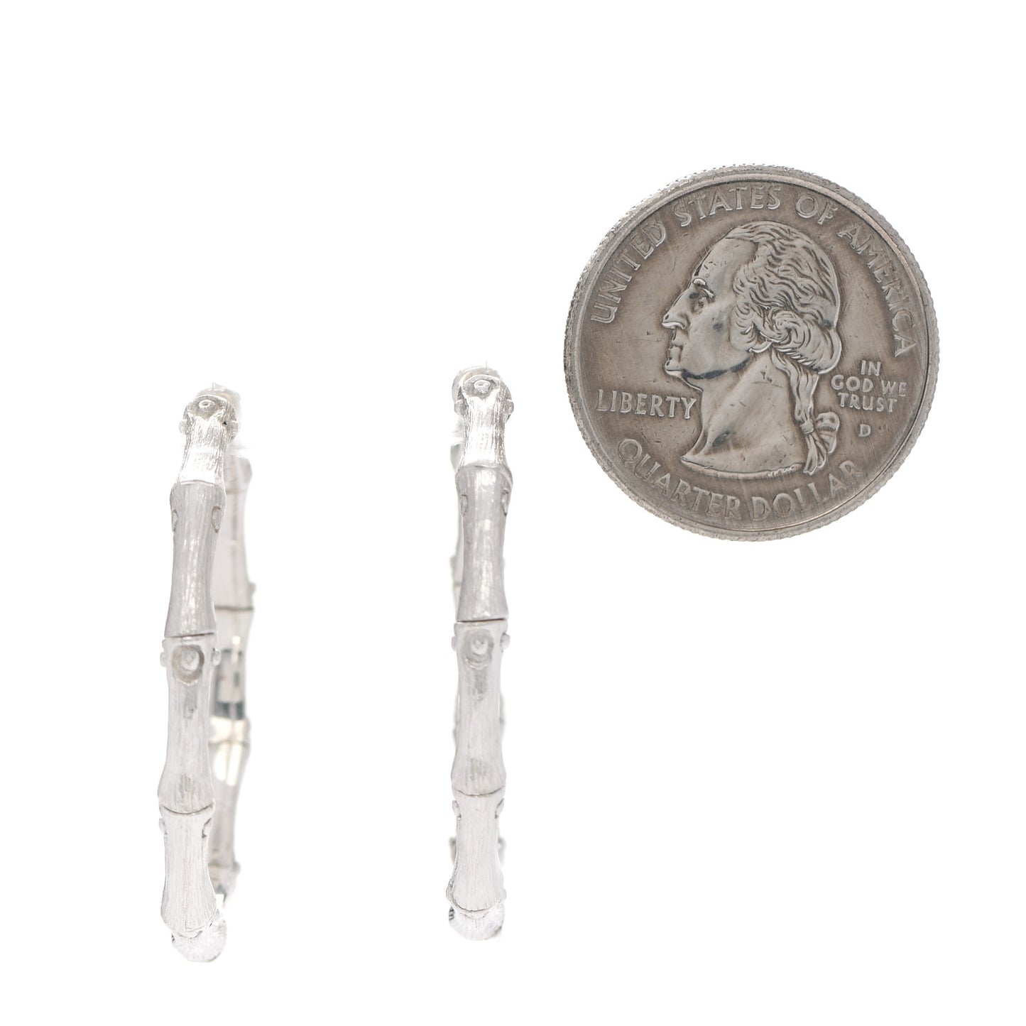 Sterling Silver 35mm Bamboo Hoop Earrings
