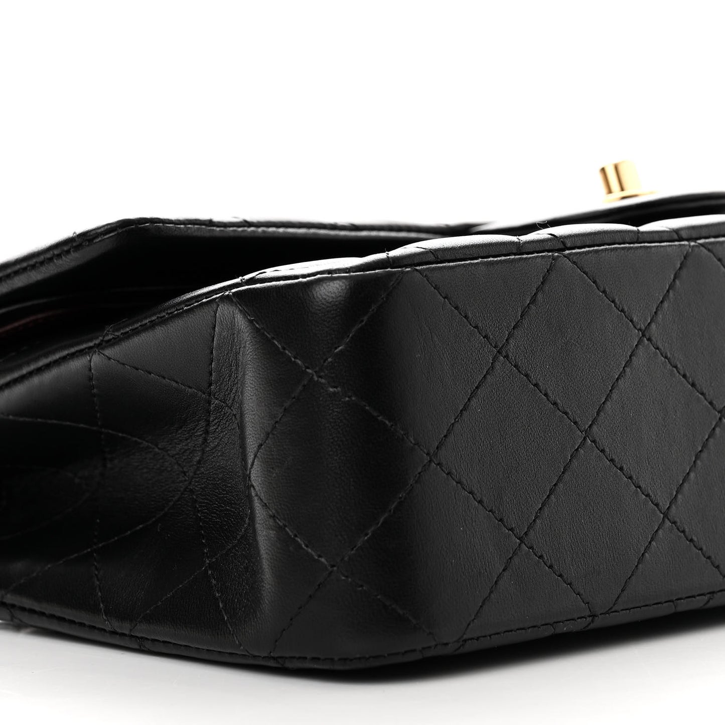Lambskin Quilted Medium Double Flap Black