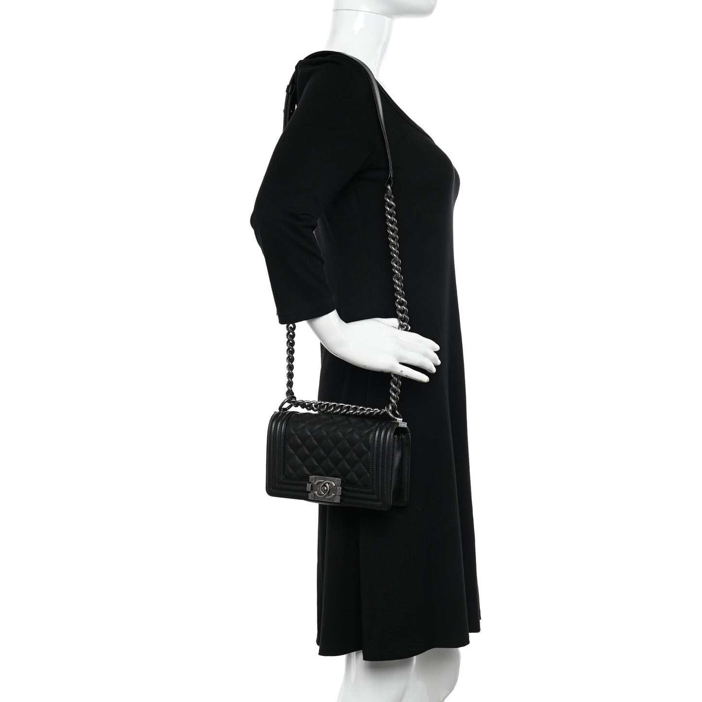 Caviar Quilted Small Boy Flap Black