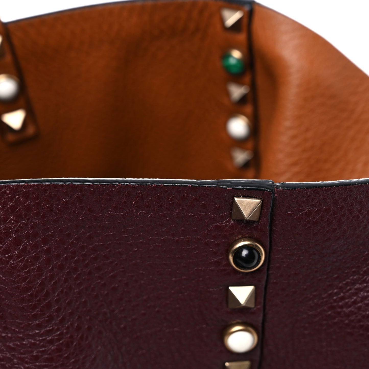 Stampa Alce Calfskin Medium Guitar Strap Rockstud Rolling Reversible Tote Light Cuir Rubin