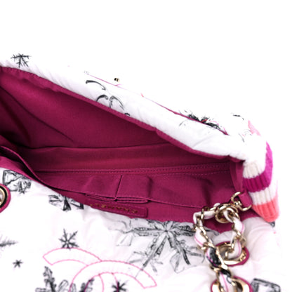 Chanel Nylon Knit Coco Neige Snowflake Small Flap White Pink 5 of 11