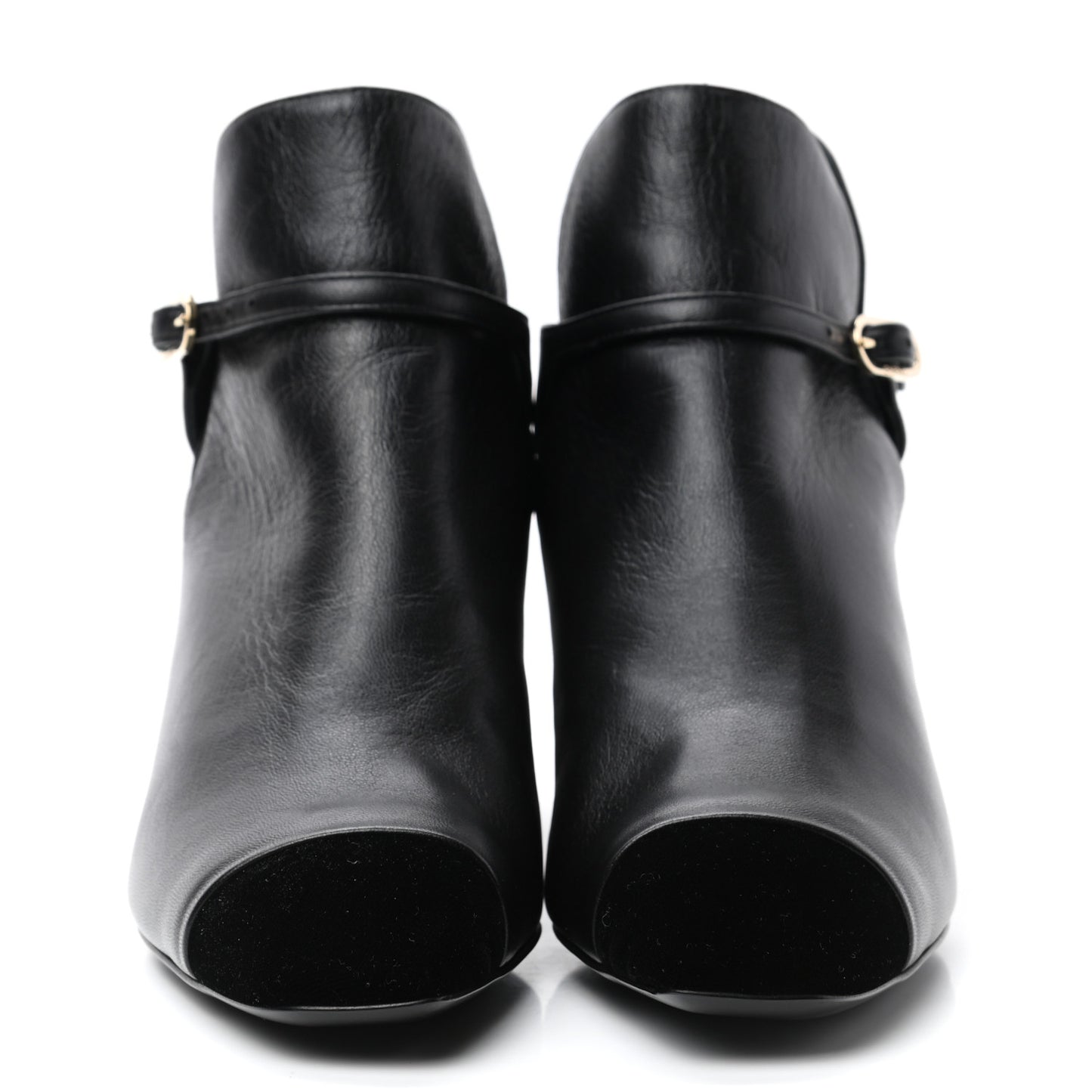 Lambskin Velvet Cap Toe Short Ankle Boots 35 Black